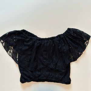 Abercrombie Ocean Blue Off the Shoulder Crop Top Size XS